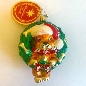 Christopher Radko Handmade Glass Christmas Ornament - Baby’s First Puppy Love